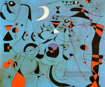  nacht - Figur bei Nacht Geführt von den phosphoreszierenden Spuren der Schnecken Joan Miró